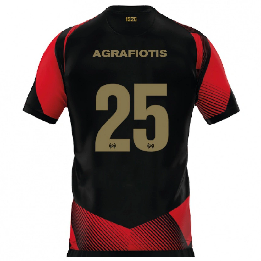 Danxen Kinder Nikolas Agrafiotis #25 Schwarz Rot Heimtrikot Trikot 2025/26 T-Shirt