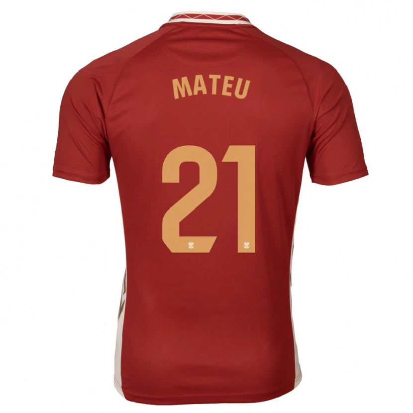 Danxen Kinder Marc Mateu #21 Burgunder Gold Auswärtstrikot Trikot 2025/26 T-Shirt