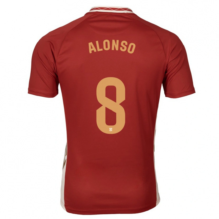 Danxen Kinder Javi Alonso #8 Burgunder Gold Auswärtstrikot Trikot 2025/26 T-Shirt