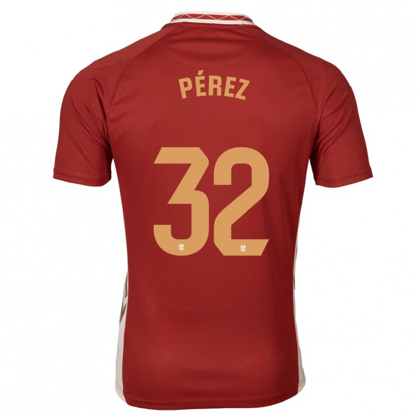 Danxen Kinder Joel Pérez #32 Burgunder Gold Auswärtstrikot Trikot 2025/26 T-Shirt