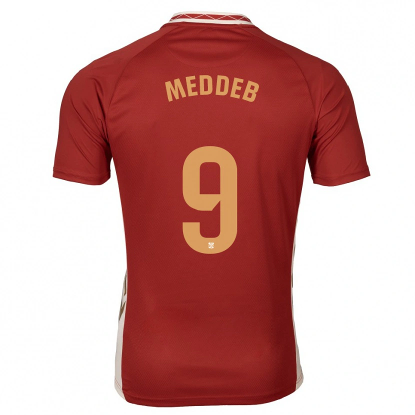 Danxen Kinder Walid Meddeb #9 Burgunder Gold Auswärtstrikot Trikot 2025/26 T-Shirt