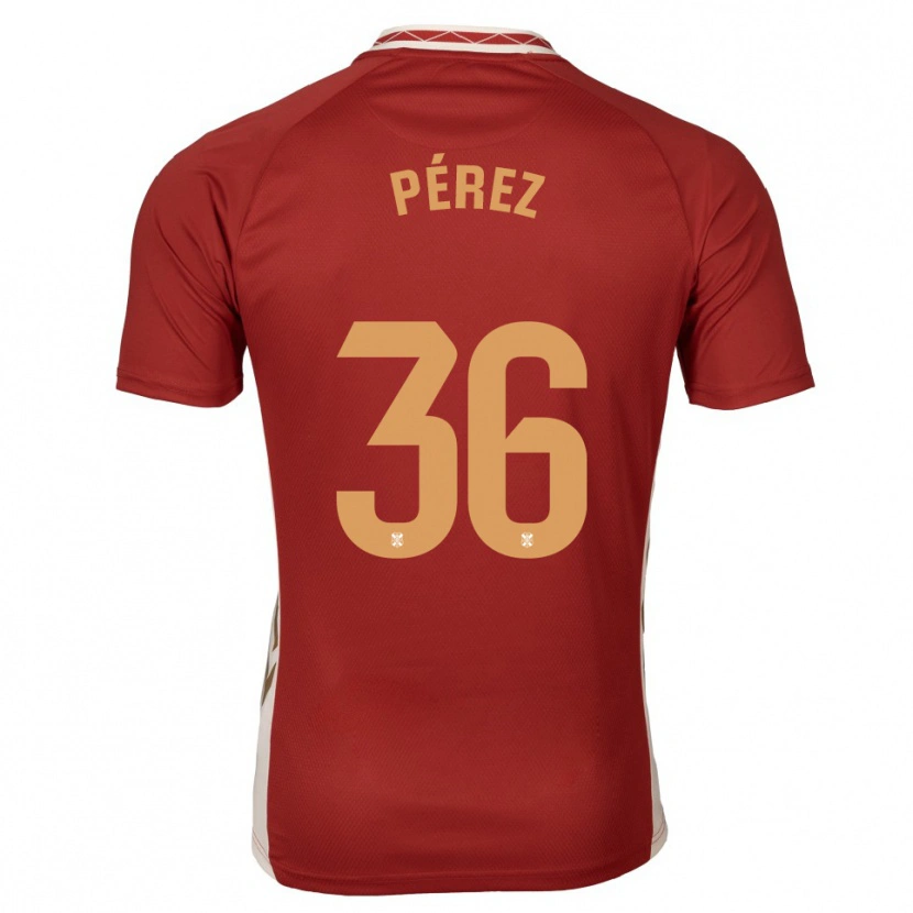 Danxen Kinder Dani Pérez #36 Burgunder Gold Auswärtstrikot Trikot 2025/26 T-Shirt