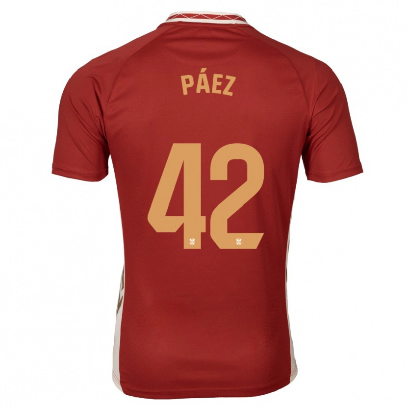 Danxen Kinder David Páez #42 Burgunder Gold Auswärtstrikot Trikot 2025/26 T-Shirt