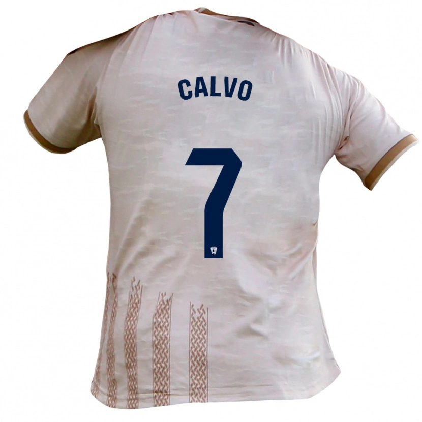 Danxen Kinder Borja Calvo #7 Cremeweiß Braun Auswärtstrikot Trikot 2025/26 T-Shirt