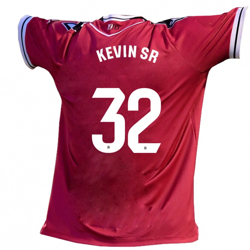 Danxen Kinder Kevin Sánchez #32 Burgunder Schwarz Auswärtstrikot Trikot 2025/26 T-Shirt