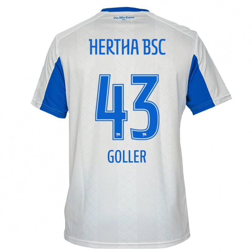 Danxen Kinder Tim Goller #43 Weiß Blau Auswärtstrikot Trikot 2025/26 T-Shirt