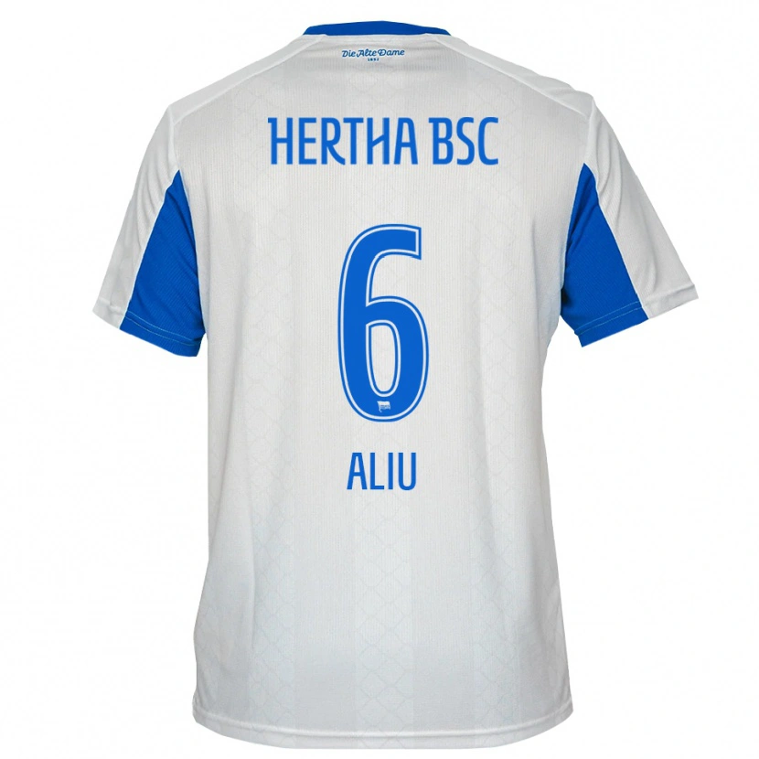 Danxen Kinder Lorent Aliu #6 Weiß Blau Auswärtstrikot Trikot 2025/26 T-Shirt