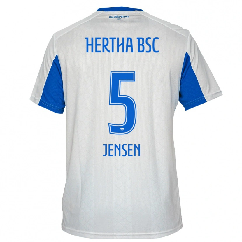 Danxen Kinder Leon Jensen #5 Weiß Blau Auswärtstrikot Trikot 2025/26 T-Shirt