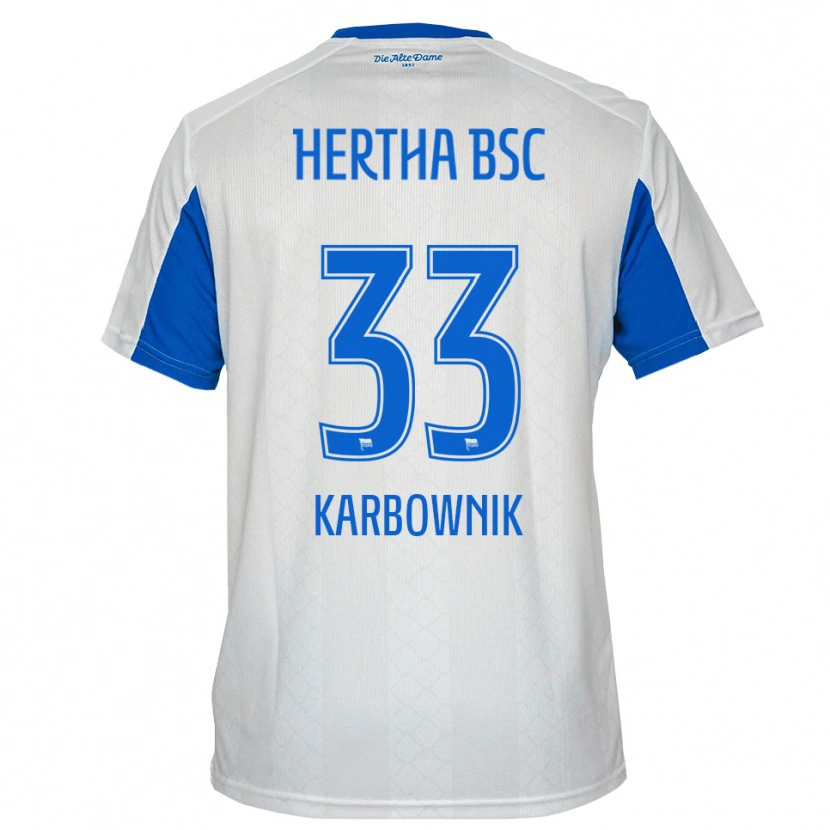 Danxen Kinder Michal Karbownik #33 Weiß Blau Auswärtstrikot Trikot 2025/26 T-Shirt