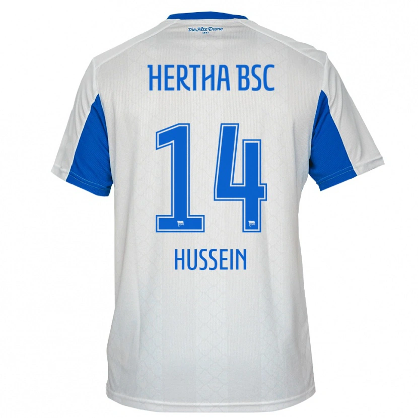 Danxen Kinder Bilal Hussein #14 Weiß Blau Auswärtstrikot Trikot 2025/26 T-Shirt