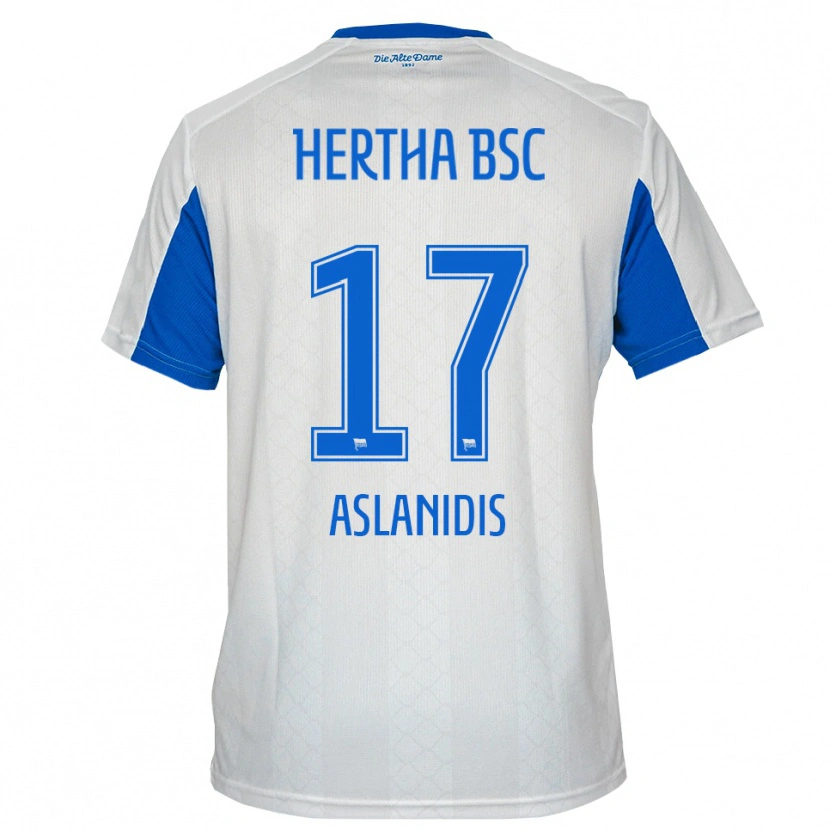 Danxen Kinder Elijas Aslanidis #17 Weiß Blau Auswärtstrikot Trikot 2025/26 T-Shirt