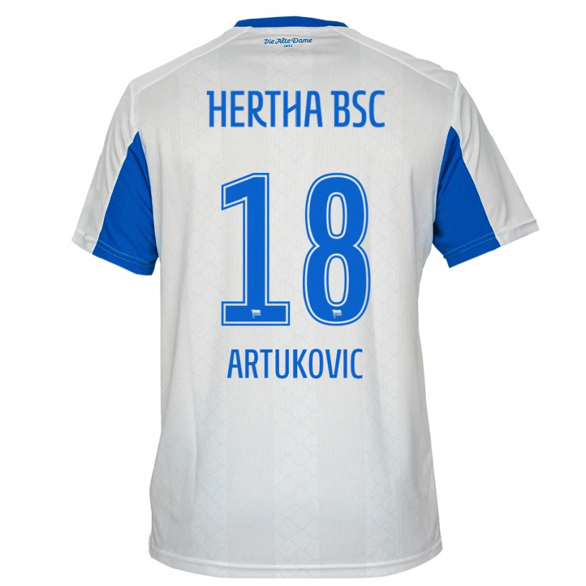 Danxen Kinder Ardian Artukovic #18 Weiß Blau Auswärtstrikot Trikot 2025/26 T-Shirt