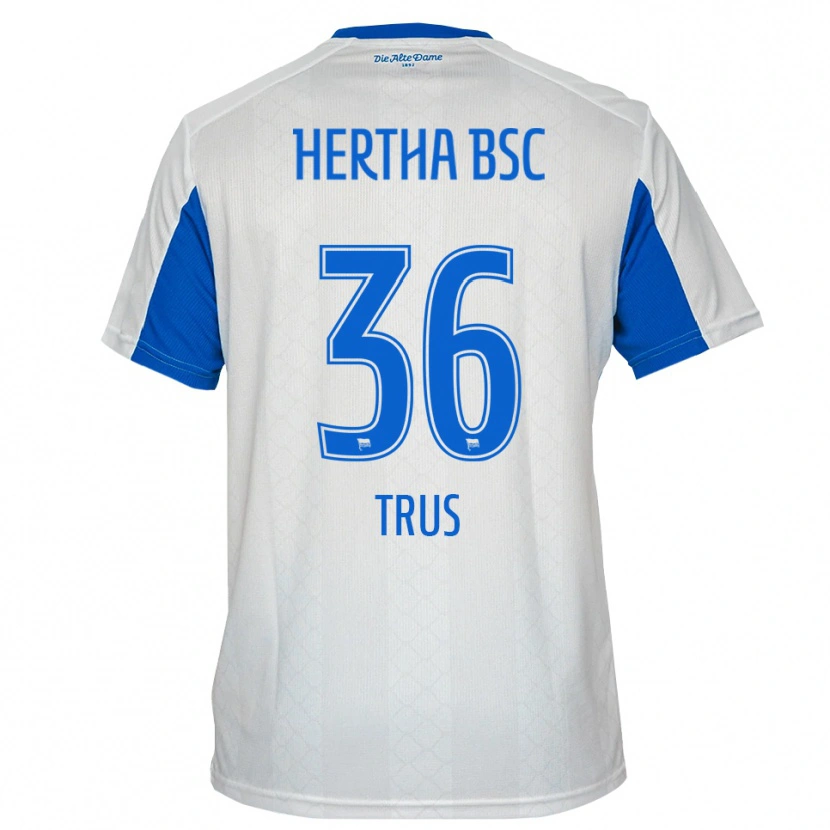 Danxen Kinder Luis Trus #36 Weiß Blau Auswärtstrikot Trikot 2025/26 T-Shirt