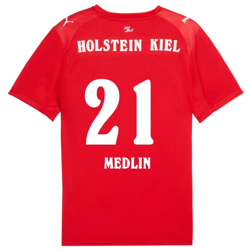 Danxen Kinder Caspar Medlin #21 Rot Blau Auswärtstrikot Trikot 2025/26 T-Shirt