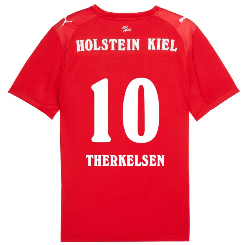 Danxen Kinder Jonas Therkelsen #10 Rot Blau Auswärtstrikot Trikot 2025/26 T-Shirt