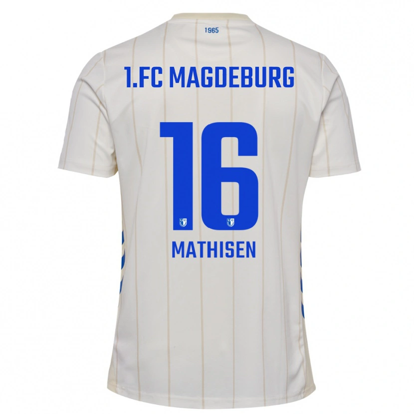 Danxen Kinder Marcus Mathisen #16 Weiß Blau Auswärtstrikot Trikot 2025/26 T-Shirt
