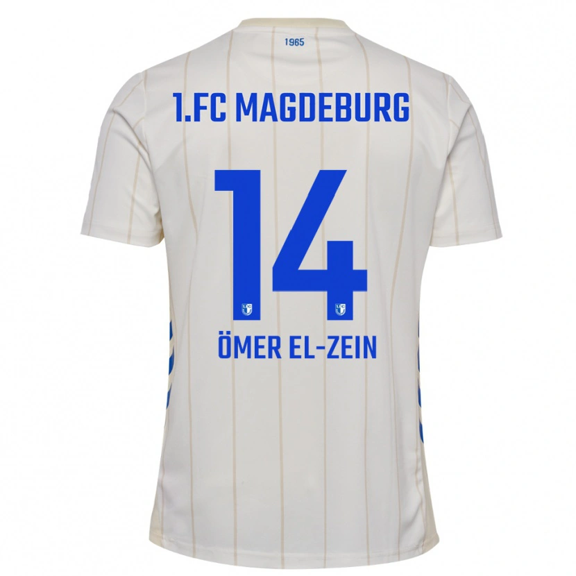 Danxen Kinder Abu-Bekir Ömer El-Zein #14 Weiß Blau Auswärtstrikot Trikot 2025/26 T-Shirt