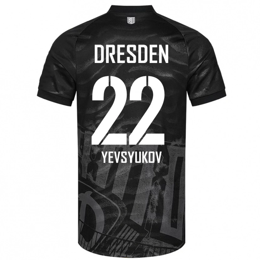 Danxen Kinder Demyd Yevsyukov #22 Schwarz Grau Auswärtstrikot Trikot 2025/26 T-Shirt