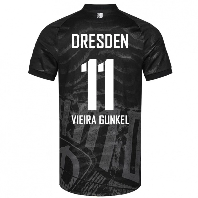 Danxen Kinder Joel Vieira Gunkel #11 Schwarz Grau Auswärtstrikot Trikot 2025/26 T-Shirt