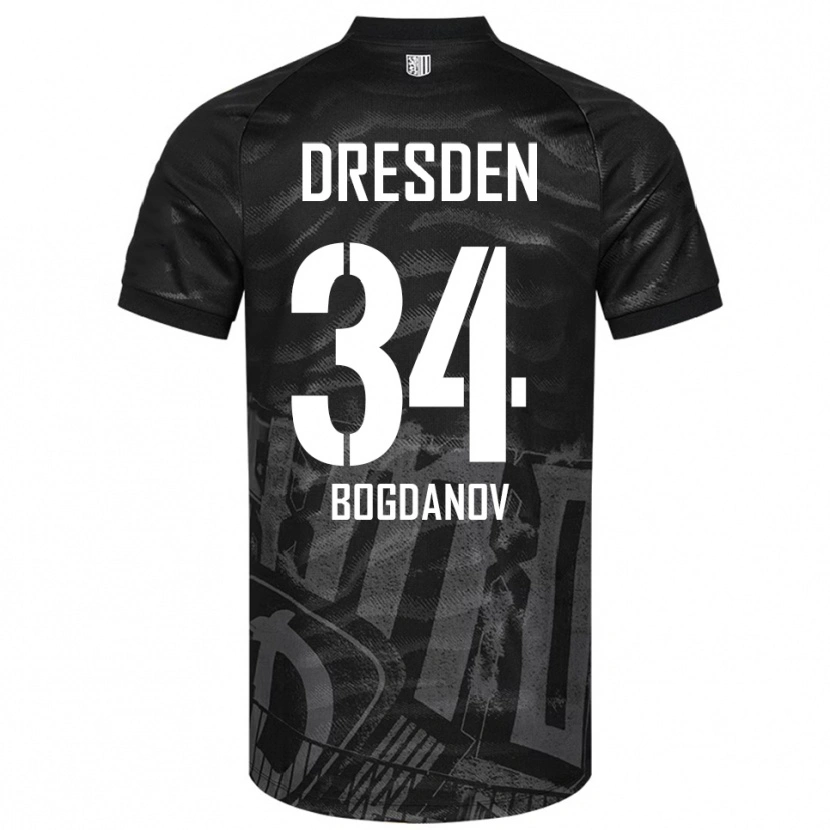 Danxen Kinder Dmytro Bogdanov #34 Schwarz Grau Auswärtstrikot Trikot 2025/26 T-Shirt