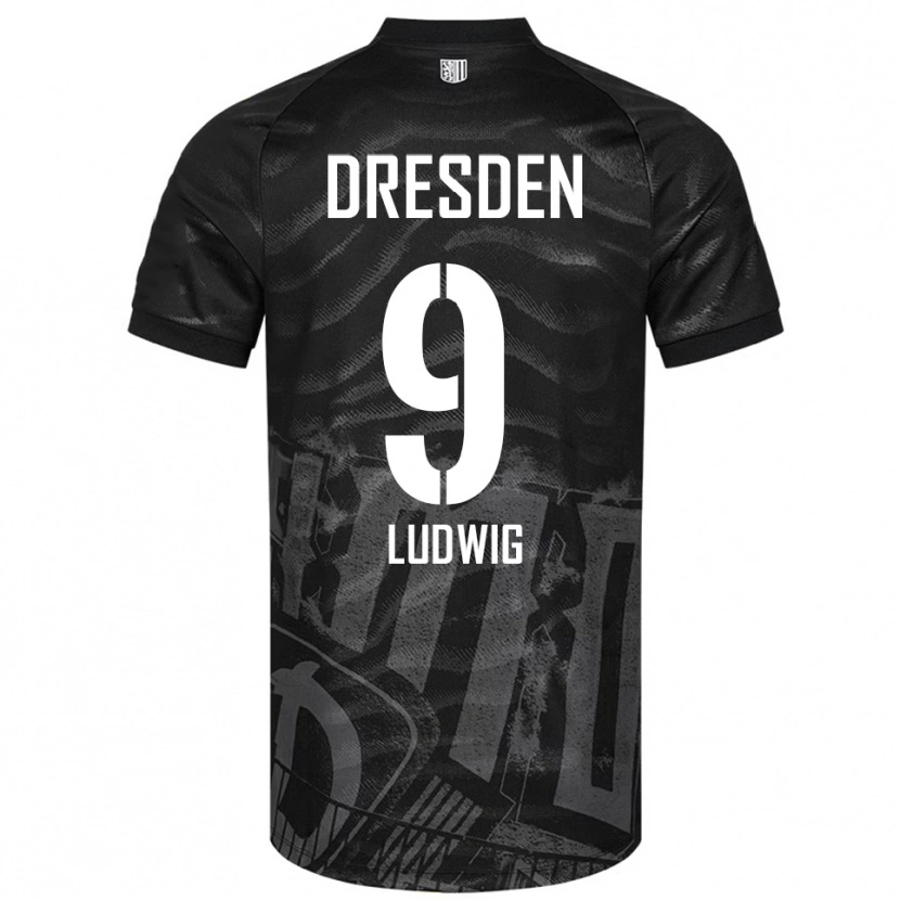 Danxen Kinder Yannis Ludwig #9 Schwarz Grau Auswärtstrikot Trikot 2025/26 T-Shirt
