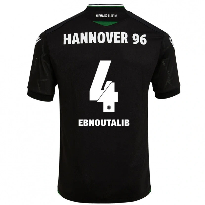 Danxen Kinder Ilias Ebnoutalib #4 Schwarz Grün Auswärtstrikot Trikot 2025/26 T-Shirt