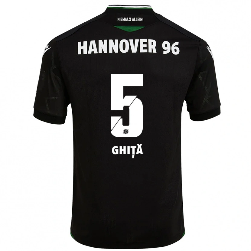 Danxen Kinder Virgil Ghiță #5 Schwarz Grün Auswärtstrikot Trikot 2025/26 T-Shirt
