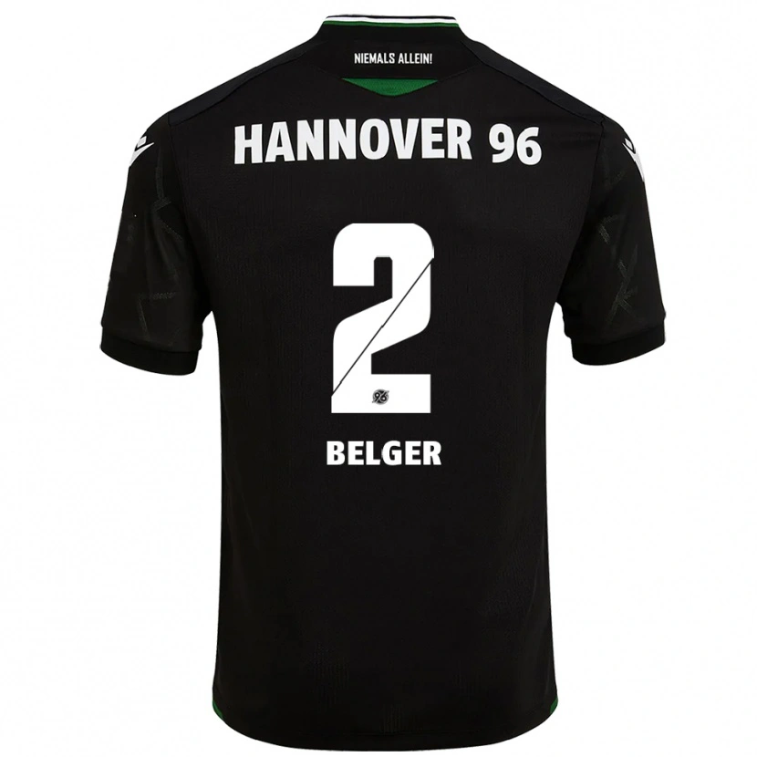 Danxen Kinder Max Belger #2 Schwarz Grün Auswärtstrikot Trikot 2025/26 T-Shirt