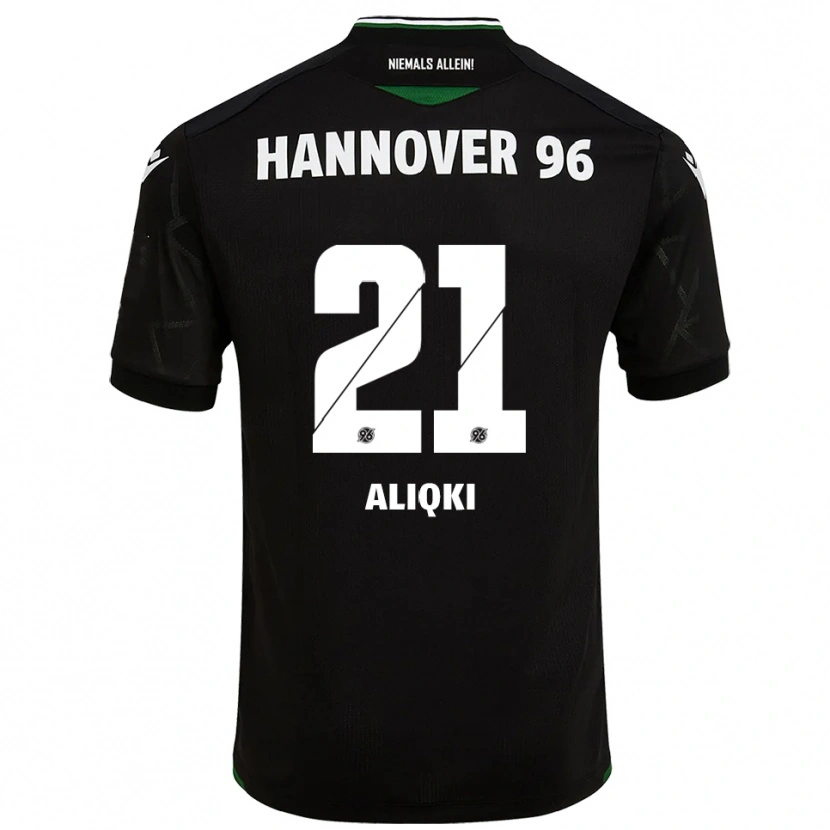 Danxen Kinder Florent Aliqki #21 Schwarz Grün Auswärtstrikot Trikot 2025/26 T-Shirt