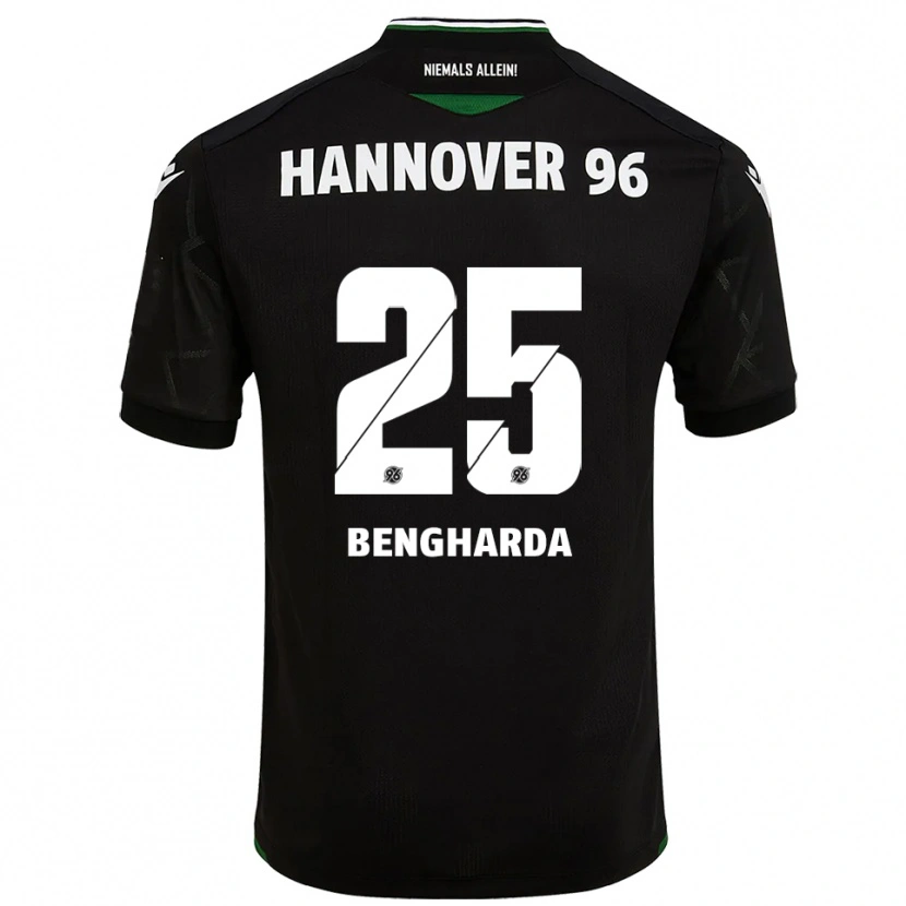 Danxen Kinder Bilal Bengharda #25 Schwarz Grün Auswärtstrikot Trikot 2025/26 T-Shirt