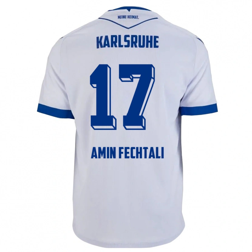 Danxen Kinder Oualid El Fechtali #17 Weiß Blau Auswärtstrikot Trikot 2025/26 T-Shirt