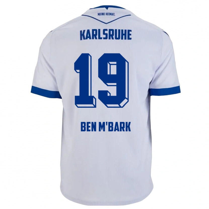 Danxen Kinder Mohamed Ben M'bark #19 Weiß Blau Auswärtstrikot Trikot 2025/26 T-Shirt