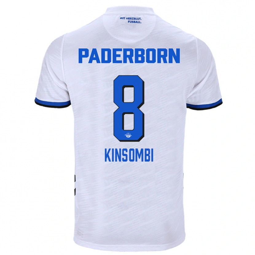 Danxen Kinder David Kinsombi #8 Weiß Blau Auswärtstrikot Trikot 2025/26 T-Shirt