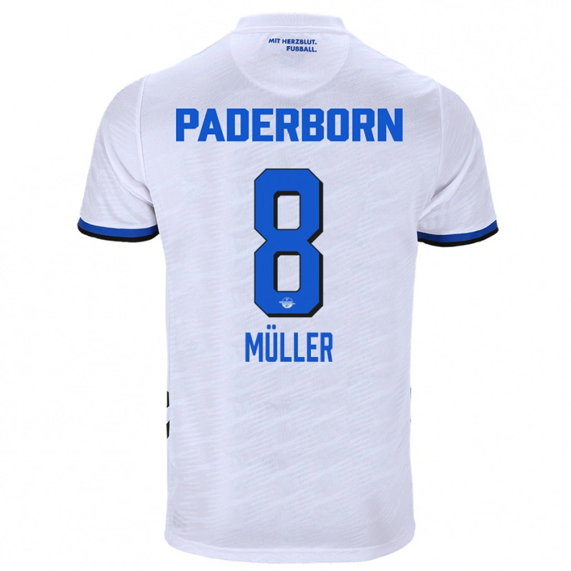 Danxen Kinder Carlos Müller #8 Weiß Blau Auswärtstrikot Trikot 2025/26 T-Shirt