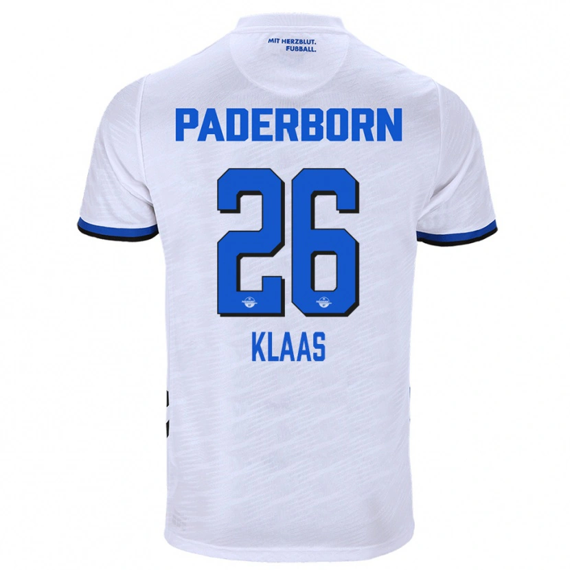 Danxen Kinder Sebastian Klaas #26 Weiß Blau Auswärtstrikot Trikot 2025/26 T-Shirt