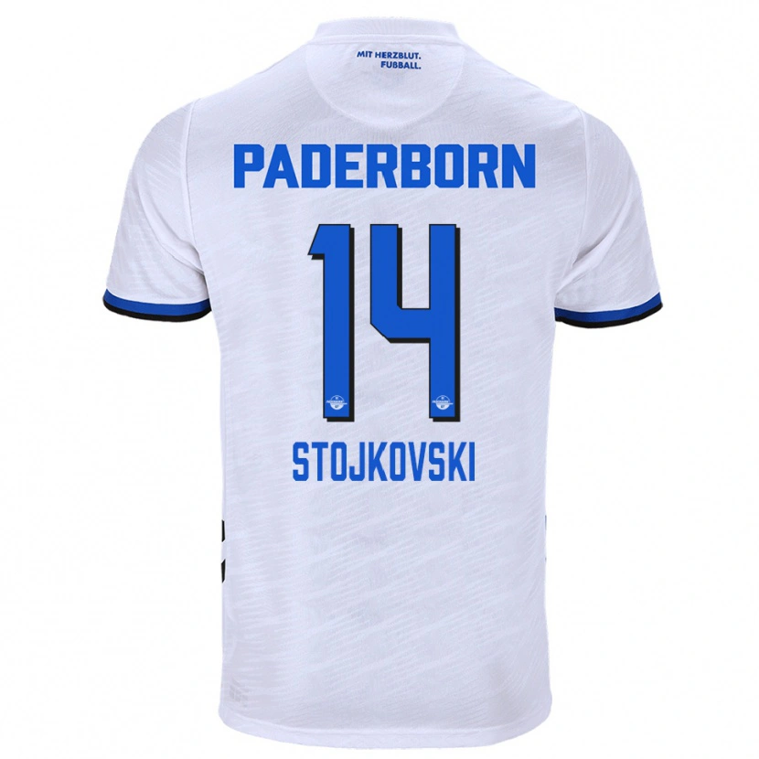 Danxen Kinder Jakov Stojkovski #14 Weiß Blau Auswärtstrikot Trikot 2025/26 T-Shirt