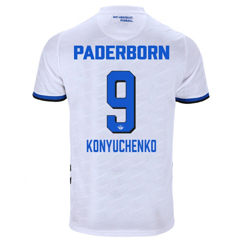 Danxen Kinder Yehor Konyuchenko #9 Weiß Blau Auswärtstrikot Trikot 2025/26 T-Shirt