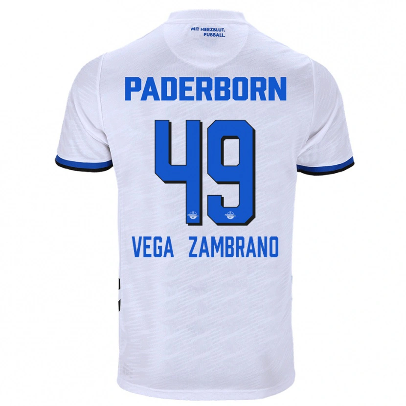 Danxen Kinder Joel Vega Zambrano #49 Weiß Blau Auswärtstrikot Trikot 2025/26 T-Shirt