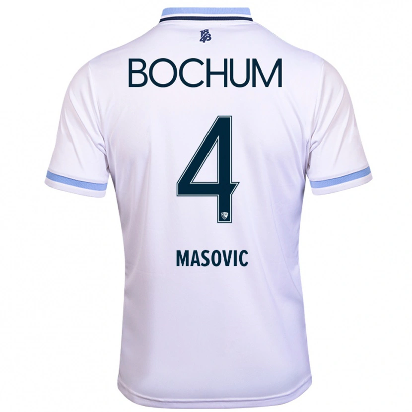 Danxen Kinder Erhan Masovic #4 Weiß Himmelblau Auswärtstrikot Trikot 2025/26 T-Shirt