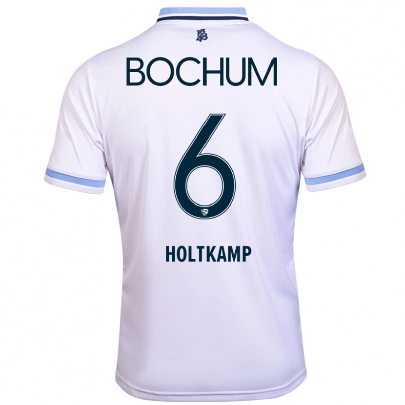 Danxen Kinder Lars Holtkamp #6 Weiß Himmelblau Auswärtstrikot Trikot 2025/26 T-Shirt