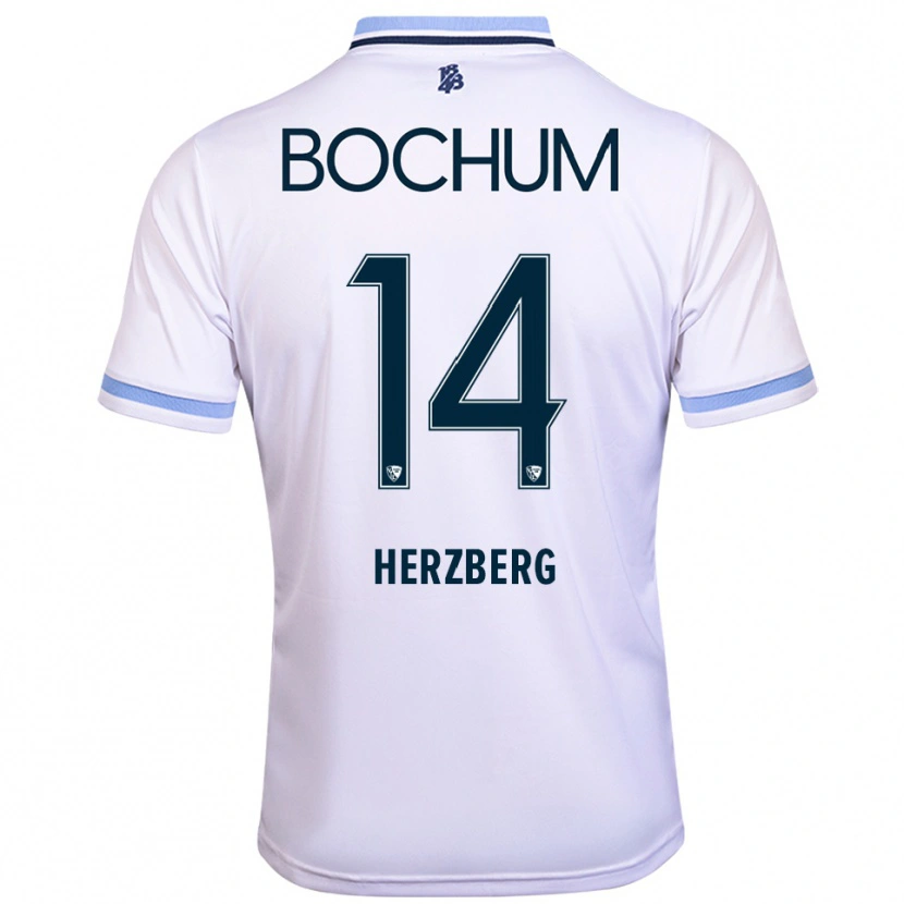 Danxen Kinder Janek Herzberg #14 Weiß Himmelblau Auswärtstrikot Trikot 2025/26 T-Shirt