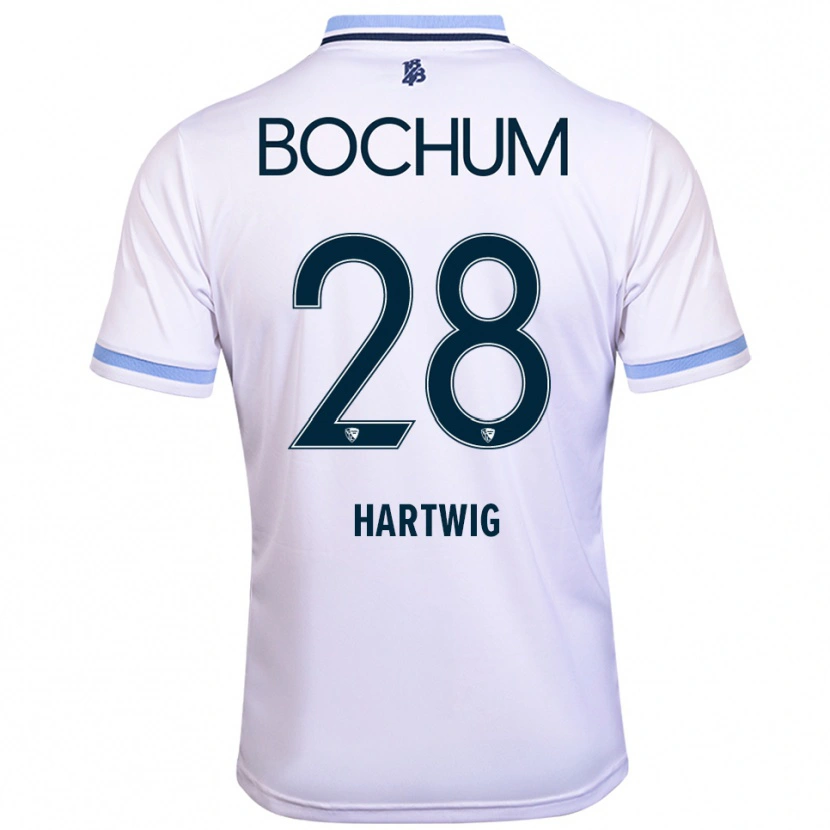 Danxen Kinder Luis Hartwig #28 Weiß Himmelblau Auswärtstrikot Trikot 2025/26 T-Shirt