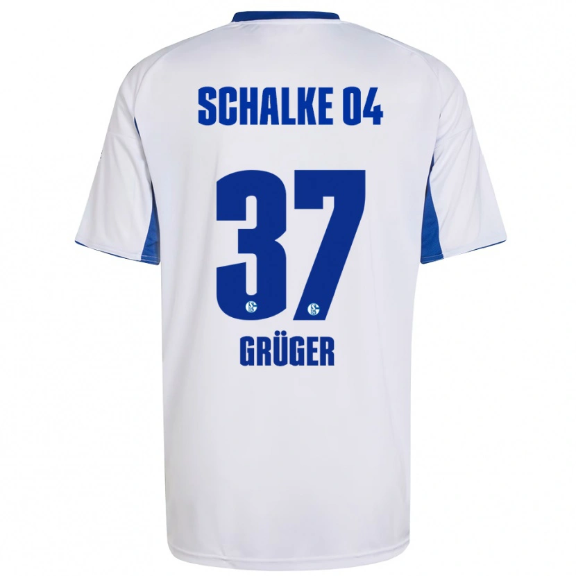 Danxen Kinder Max Grüger #37 Weiß Blau Auswärtstrikot Trikot 2025/26 T-Shirt