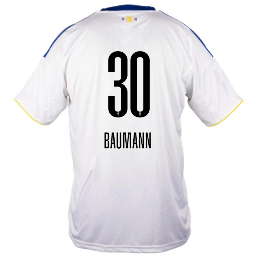 Danxen Kinder Dominic Baumann #30 Weiß Blau Gelb Auswärtstrikot Trikot 2025/26 T-Shirt