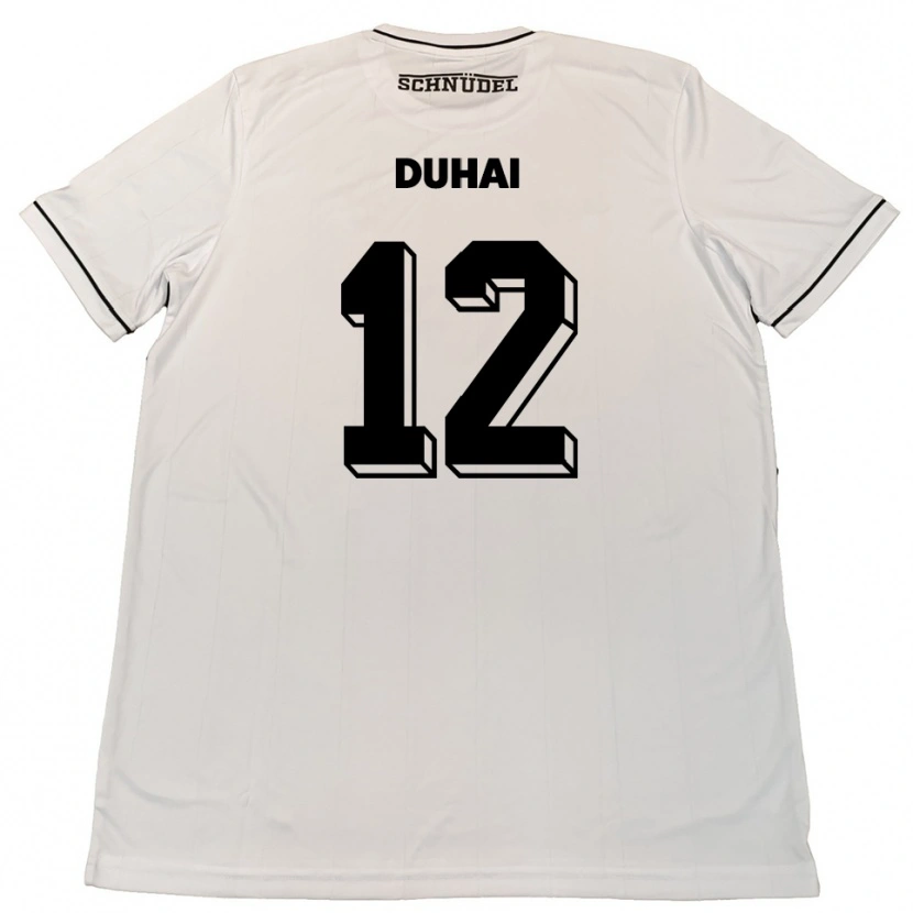 Danxen Kinder Konstantin Duhai #12 Weiß Schwarz Auswärtstrikot Trikot 2025/26 T-Shirt