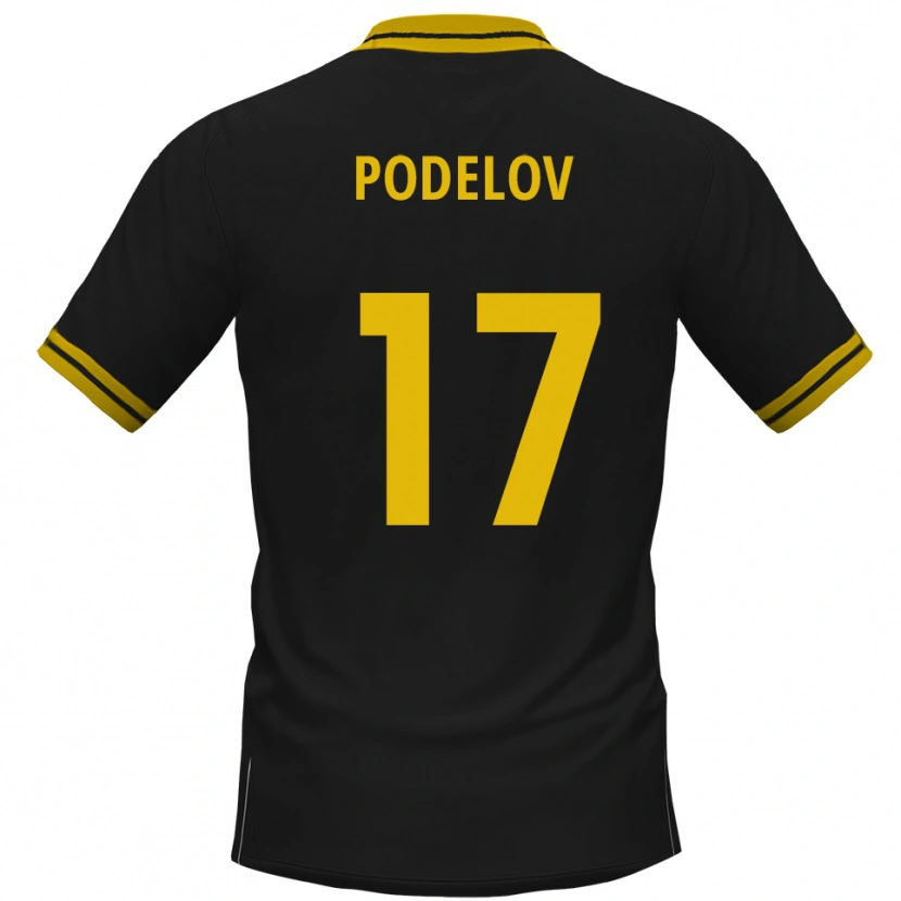 Danxen Kinder David Podelov #17 Schwarz Gelb Auswärtstrikot Trikot 2025/26 T-Shirt