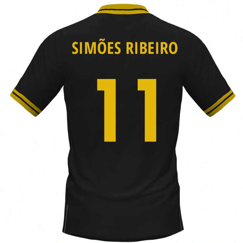 Danxen Kinder Dominik Simões Ribeiro #11 Schwarz Gelb Auswärtstrikot Trikot 2025/26 T-Shirt