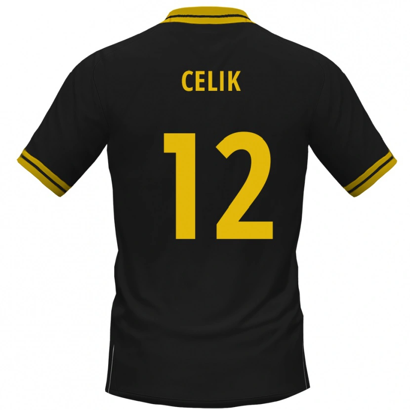 Danxen Kinder Haci Celik #12 Schwarz Gelb Auswärtstrikot Trikot 2025/26 T-Shirt