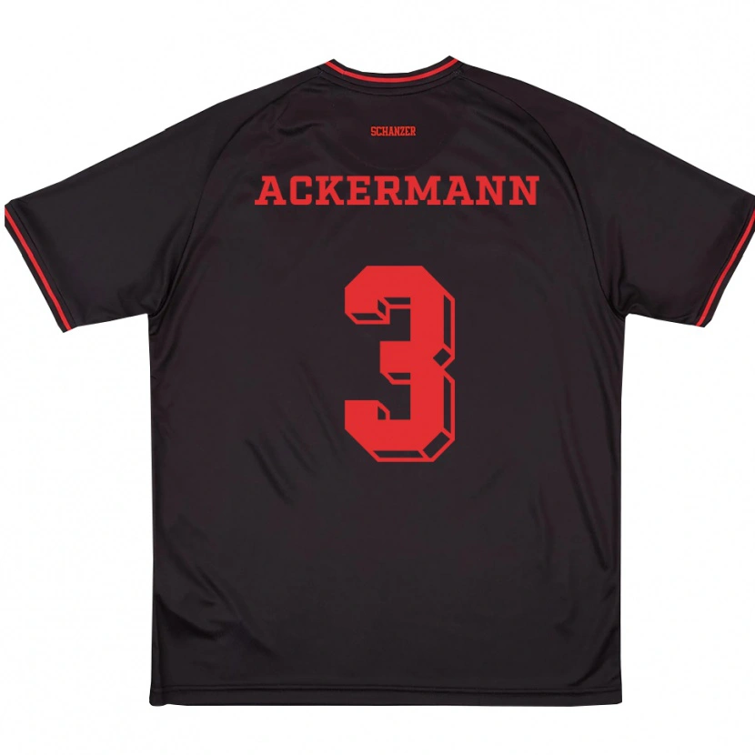 Danxen Kinder Tom Ackermann #3 Schwarz Rot Weiß Auswärtstrikot Trikot 2025/26 T-Shirt