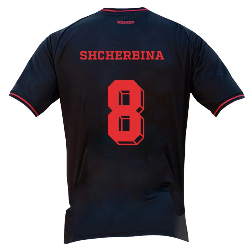 Danxen Kinder Ivan Shcherbina #8 Schwarz Rot Weiß Auswärtstrikot Trikot 2025/26 T-Shirt